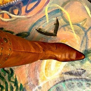 Diego Di Lucca pure leather boots side zip w Modigliani print interior